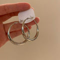 Light Luxury Copper Round Hoop Earrings For Women Minimalist Geometric Commuter Jewelry view 4
