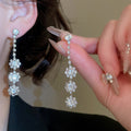 Copper Rhinestone Double Layer Round Flower Stud Earrings Necklace Jewelry Set view 4