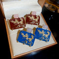 Chinese Style Alloy Square Plum Blossom Oil Drip Stud Earrings Elegant Light Luxury Jewelry view 1