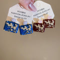 Chinese Style Alloy Square Plum Blossom Oil Drip Stud Earrings Elegant Light Luxury Jewelry view 3