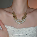 Old Money Style Faux Pearl Metal Beaded Choker Necklace For Women, Geometric Round Collarbone Design view 1