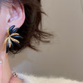 18K Gold Plated Copper Flower Stud Earrings With Silver Posts Vintage Hong Kong Style Elegant Women's Jewelry view 4