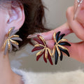 18K Gold Plated Copper Flower Stud Earrings With Silver Posts Vintage Hong Kong Style Elegant Women's Jewelry view 2