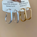 Matte Gold Plated Irregular Metal Hoop Earrings With Silver Pins Minimalist Geometric Style view 4