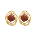 Light Luxury Alloy Irregular Rhombus Striped Hollow Enamel Stud Earrings view 5
