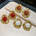 Light Luxury Alloy Irregular Rhombus Striped Hollow Enamel Stud Earrings view 1
