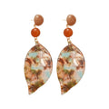 Vintage Ethnic Acetate Leaf Pendant Drop Earrings With Silver Post Light Luxury Style view 5