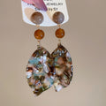 Vintage Ethnic Acetate Leaf Pendant Drop Earrings With Silver Post Light Luxury Style view 1