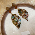 Vintage Ethnic Acetate Leaf Pendant Drop Earrings With Silver Post Light Luxury Style view 3