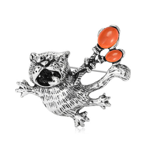 Alloy Rhinestone Cat Brooch Pin For Women Suit And Cardigan Decoration