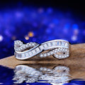 Silver-Tone Wave Ring with Baguette and Pavé Stones view 3