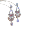 Ethnic Style Faux Pearl Crystal Tassel Drop Earrings With Geometric Line Design view 5