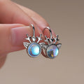 Cute Reindeer Christmas Ear Cuffs With Faux Moonstone Gloss, Sweet Festive Fashion Earrings view 3