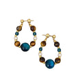 Tiger Eye Stone Round Geometric Drop Earrings With Silver Posts, Maillard Retro Light Luxury Women's Jewelry view 4