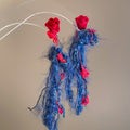 Chic Wool Yarn Resin Flower Tassel Drop Earrings With Silver Pins view 2
