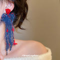 Chic Wool Yarn Resin Flower Tassel Drop Earrings With Silver Pins view 3