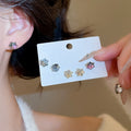 Artificial Crystal Geometric Flower Stud Earrings Jewelry Set For Elegant OL Daily Wear view 4
