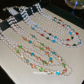 Vintage Court Style Glass Bead Faux Pearl Geometric Round Choker Necklace view 4