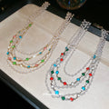 Vintage Court Style Glass Bead Faux Pearl Geometric Round Choker Necklace view 2