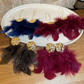 Geometric Wrinkled Round Feather Tassel Drop Earrings With Silver Needle Post For Women view 3