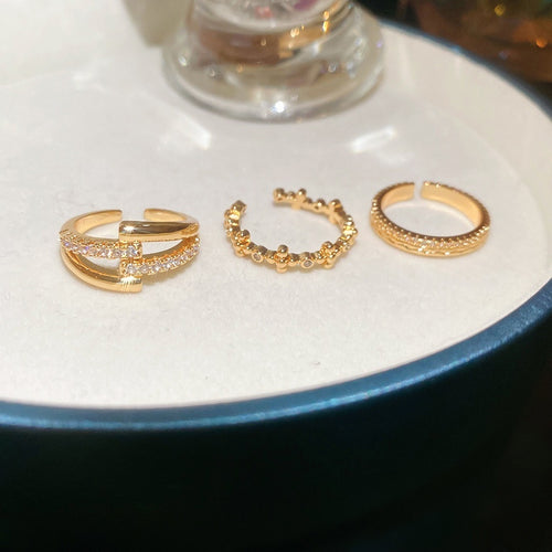 18K Gold Plated Zircon Minimalist Open Ring For Women – Gold