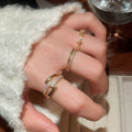 18K Gold Plated Zircon Minimalist Open Ring For Women – Gold view 1