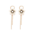 Light Luxury Flower Drop Earrings With Silver Pins, Zircon Mesh Tassels And Pearls view 5