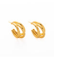 Elegant Korean Brushed Gold Alloy Hoop Earrings With Black Polka Dot Accents, Minimalist Statement Earrings view 5
