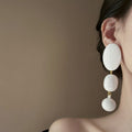 Acrylic Oval Tassel Drop Earrings With Silver Needle Posts, Geometric Light Luxury Statement Design view 4
