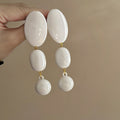 Acrylic Oval Tassel Drop Earrings With Silver Needle Posts, Geometric Light Luxury Statement Design view 3