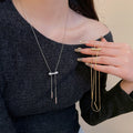 18K Gold Plated Copper Zircon Oval Pendant Sweater Necklace Korean Light Luxury Clavicle Chain view 1