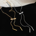 18K Gold Plated Copper Zircon Oval Pendant Sweater Necklace Korean Light Luxury Clavicle Chain view 2