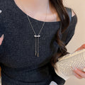 18K Gold Plated Copper Zircon Oval Pendant Sweater Necklace Korean Light Luxury Clavicle Chain view 3