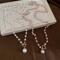 Old Money Style Layered Faux Pearl Toggle Clasp Necklace For Women Elegant Round Geometric Choker view 4