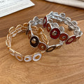 Light Luxury Alloy Enamel Irregular Spliced Elastic Geometric Round Bangle view 3
