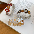 Light Luxury Alloy Enamel Irregular Spliced Elastic Geometric Round Bangle view 1