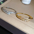 18K Gold Plated Copper Snake Trapezoid Splice Clasp Bangle For Women view 3