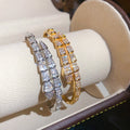 18K Gold Plated Copper Snake Trapezoid Splice Clasp Bangle For Women view 1