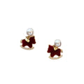 18K Gold Plated Faux Pearl Horse Stud Earrings With Silver Needle Red Zodiac Light Luxury Style view 5