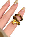 Tiger Eye Beaded Horse Copper Coin Ring, Minimalist New Chinese Geometric Round Women's Jewelry view 5
