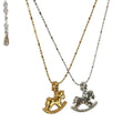 18K Gold Plated Copper Horse Pendant Necklace Light Luxury Minimalist Collarbone Chain view 5