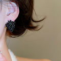 Vintage Alloy Rhinestone Flower Stud Earrings For Women Light Luxury Style Jewelry view 4