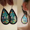Vintage Ethnic Style Acrylic Printed Teardrop Pendant Drop Earrings For Women view 1
