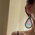 Vintage Ethnic Style Acrylic Printed Teardrop Pendant Drop Earrings For Women view 4