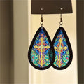 Vintage Ethnic Style Acrylic Printed Teardrop Pendant Drop Earrings For Women view 3