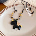 Vacation Style Acrylic Stone Beaded Leather Horse Pendant Sweater Necklace view 4