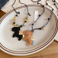 Vacation Style Acrylic Stone Beaded Leather Horse Pendant Sweater Necklace view 2