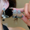 Light Luxury Faux Pearl Butterfly Zircon Geometric Pendant Drop Earrings view 2