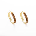 Elegant Leopard Print Geometric Round Hoop Alloy Gold Plated Statement Women's Stud Earrings view 5