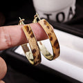 Elegant Leopard Print Geometric Round Hoop Alloy Gold Plated Statement Women's Stud Earrings view 2